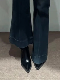 Santiag mi-haute noir Synthétique Femme - Élégantes bottes à talon fin 3