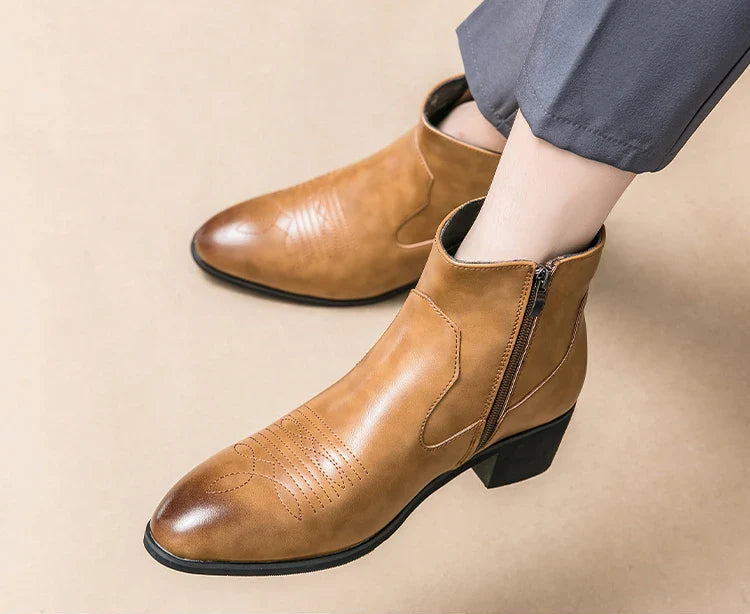 Santiag basse camel Synthétique Homme - Style moderne avec zip latéral pratique 5