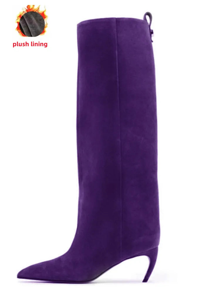 Santiag haute violet Daim Synthétique Femme - Violet audacieux à talon fin