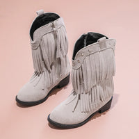 Santiag haute noir Cuir Fille - Franges dynamiques et clous argentés 4