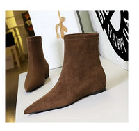 Santiag mi-haute rouge Daim Femme - Élégance moderne avec bout pointu 3