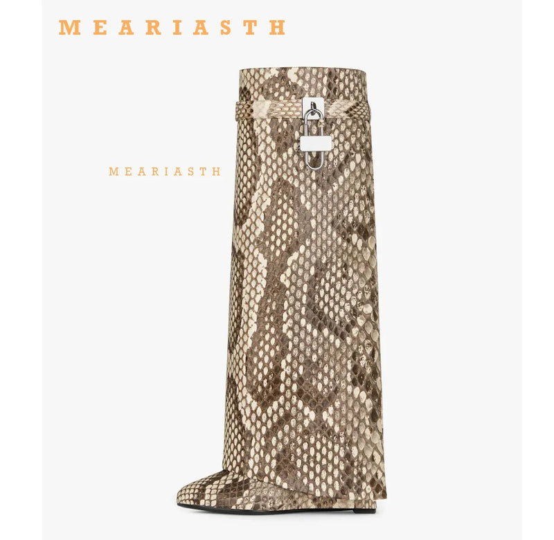 Santiag mi-haute blanc Cuir Femme - Santiags blanches à chaîne élégante