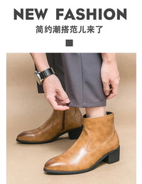 Santiag basse camel Synthétique Homme - Style moderne avec zip latéral pratique 3