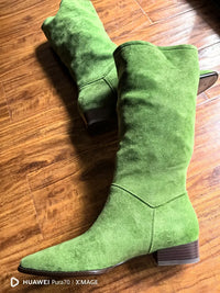 Santiag haute camel Daim Femme - Élégantes bottes à bout pointu moderne 3