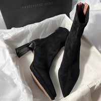 Santiag basse noir Daim Synthétique Femme - Talon carré et bout pointu chic 4