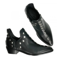 Santiag basse noir Simili Cuir Femme - Style rock avec clous et bout pointu 1