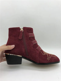 Santiag basse blanc Cuir Femme - Clous dorés et boucles modernes 1