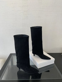 Santiag haute marron clair Daim Synthétique Femme - Talons fins pour une allure élégante 4