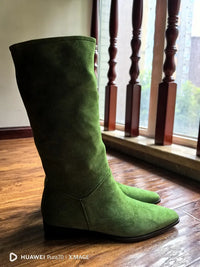 Santiag haute camel Daim Femme - Élégantes bottes à bout pointu moderne 2