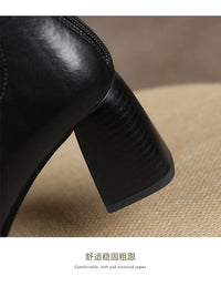 Botte haute noir Simili Cuir Femme - Style western moderne avec talon carré 3