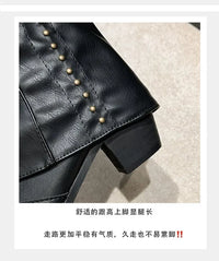 Santiag mi-haute noir Synthétique Femme - Clous modernes accentuant le style rétro 1