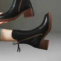 Santiag basse camel Simili Cuir Femme - Élégantes avec couture et talon épais 3