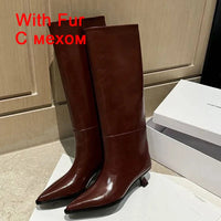 Santiag haute marron Cuir Femme - Bottes élégantes à talon moderne unique 2