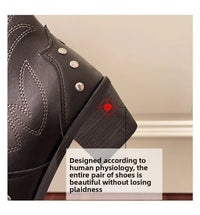 Santiag haute marron foncé Simili Cuir Femme - Broderie western et clous argentés 4