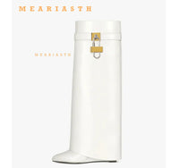 Santiag mi-haute camel Cuir Femme - Design élégant avec détail métallique chic 3