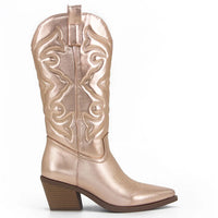 Santiag mi-haute argenté Simili Cuir Femme - Motifs western élégants et talon biseauté 4