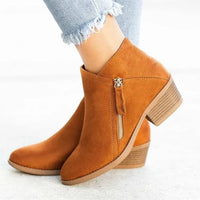 Santiag basse camel Daim Femme - Bottines élégantes avec zip latéral 4