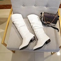 Santiag haute noir Synthétique Femme - Tige haute avec effet froncé élégant 3