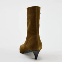 Santiag basse marron Daim Femme - Style rétro avec talon carré haut 4