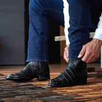 Santiag mi-haute marron Simili Cuir Homme - Motif crocodile et pointes sophistiquées 4