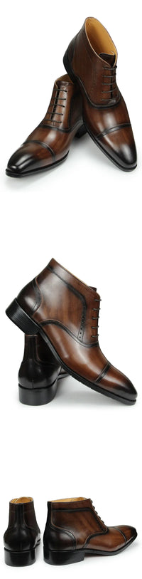 Santiag mi-haute marron foncé Cuir Homme - Style épuré avec laçage élégant 2