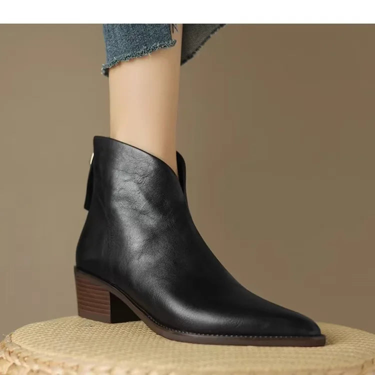 Santiag basse noir Simili Cuir Femme - Élégance moderne avec talon carré 3