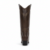 Santiag mi-haute marron foncé Simili Cuir Femme - Rivets décoratifs et bout pointu 5
