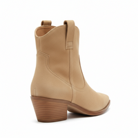 Santiag basse camel Daim Femme - Tirettes et coutures vagues stylisées 2