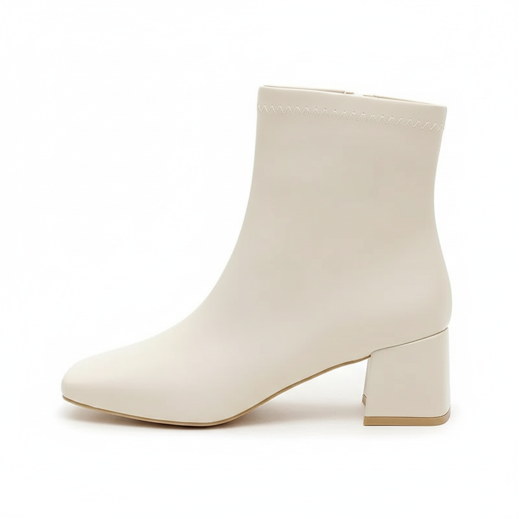 Bottine beige Simili Cuir Femme - Santiags modernes à bout carré distinctif 2