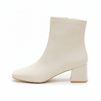 Bottine beige Simili Cuir Femme - Santiags modernes à bout carré distinctif 2
