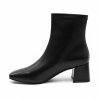 Bottine à talon noir Simili Cuir Femme - Santiags élégantes en simili cuir noir 2