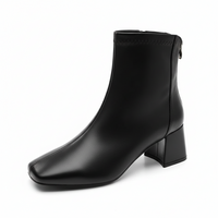 Bottine à talon noir Simili Cuir Femme - Santiags élégantes en simili cuir noir 1