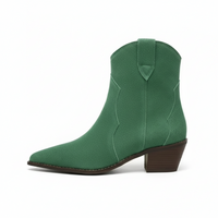 Santiag mi-haute vert Daim Femme - Talon carré et bout pointu western 2