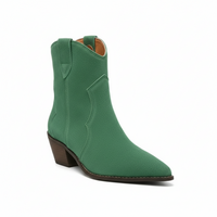 Santiag mi-haute vert Daim Femme - Talon carré et bout pointu western 1