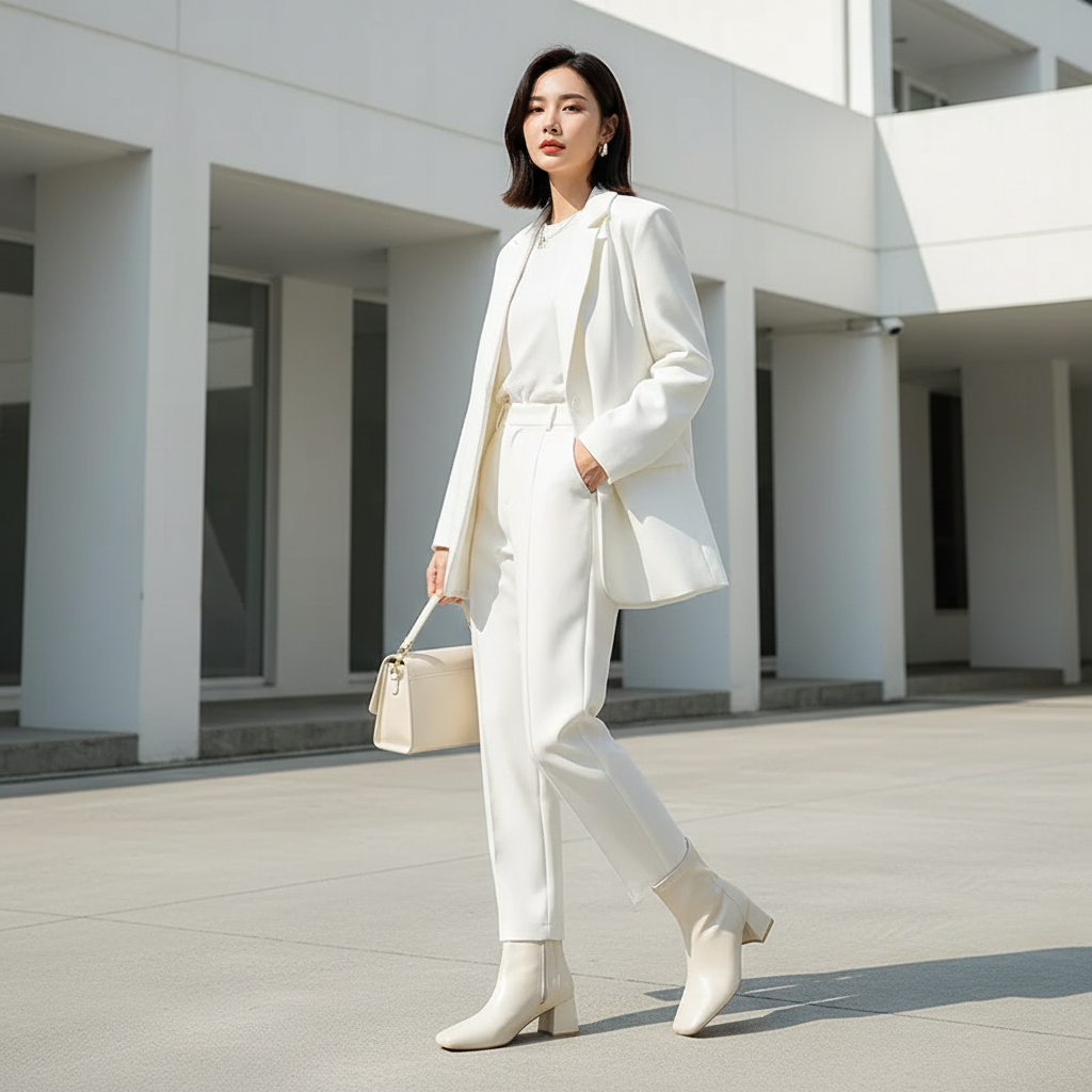 Bottine beige Simili Cuir Femme - Santiags modernes à bout carré distinctif 5