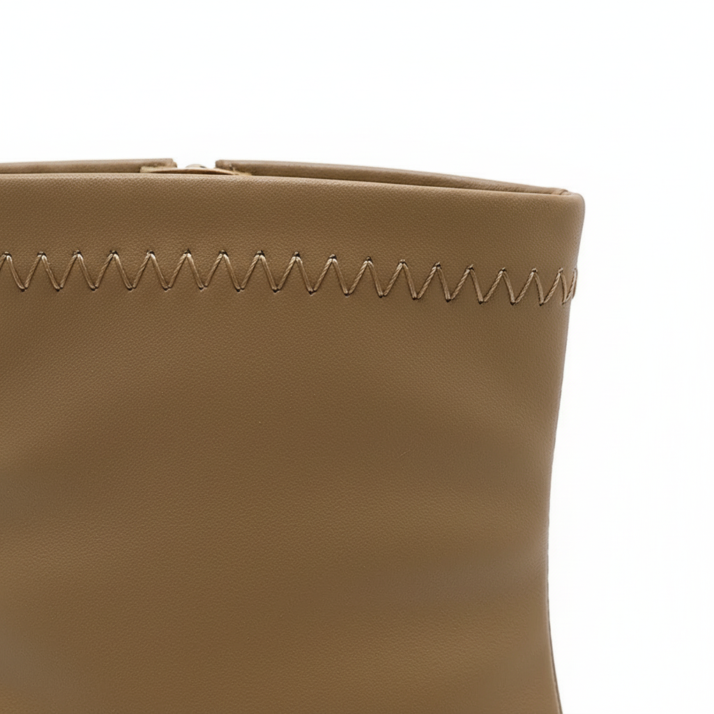 Bottine à talon camel Simili Cuir Femme - Design minimaliste bout carré camel 4