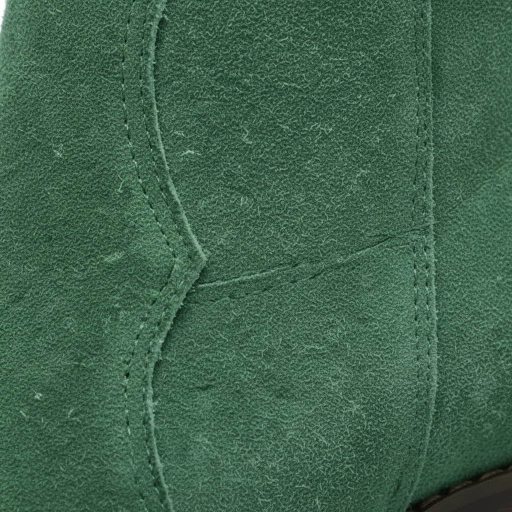 Santiag mi-haute vert Daim Femme - Talon carré et bout pointu western 4