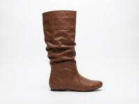 Santiag mi-haute marron Synthétique Femme - Effet plissé élégant et bout arrondi 3