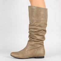 Santiag mi-haute marron clair Simili Cuir Femme - Effet plissé élégant et moderne 3