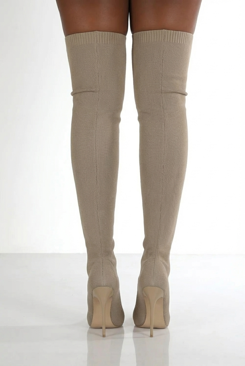 Santiag haute beige Synthétique Femme - Élégance audacieuse à talons aiguilles 3