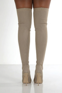 Santiag haute beige Synthétique Femme - Élégance audacieuse à talons aiguilles 3
