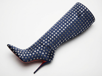 Botte haute bleu Synthétique Femme - Santiags modernes avec clous argentés audacieux 3