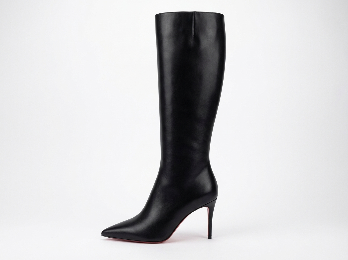 Botte haute noir Synthétique Femme - Talon rouge audacieux et sophistiqué 2