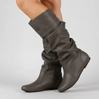 Botte haute gris Simili Cuir Femme - Silhouette ample et design minimaliste 2