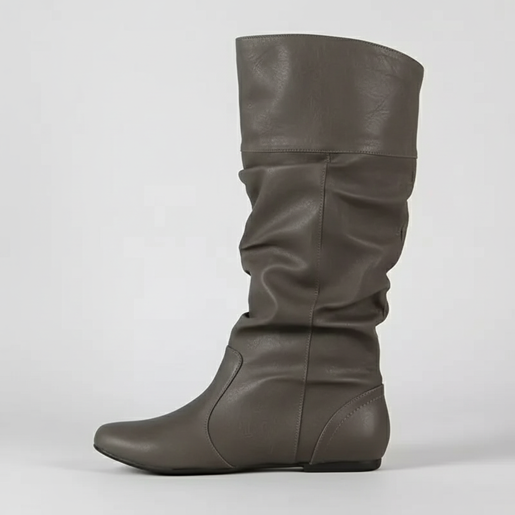 Botte haute gris Simili Cuir Femme - Silhouette ample et design minimaliste 3