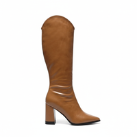 Santiag haute camel Simili Cuir Femme - élégantes bottes camel au bout pointu 3