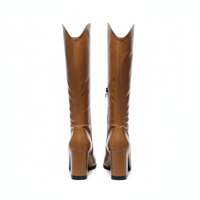 Santiag haute camel Simili Cuir Femme - élégantes bottes camel au bout pointu 4