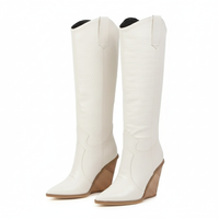 Santiag haute blanc Synthétique Femme - Talon compensé, motif python élégant 7