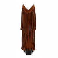 Santiag haute marron Daim Synthétique Femme - Franges longues avec talon cubique 3