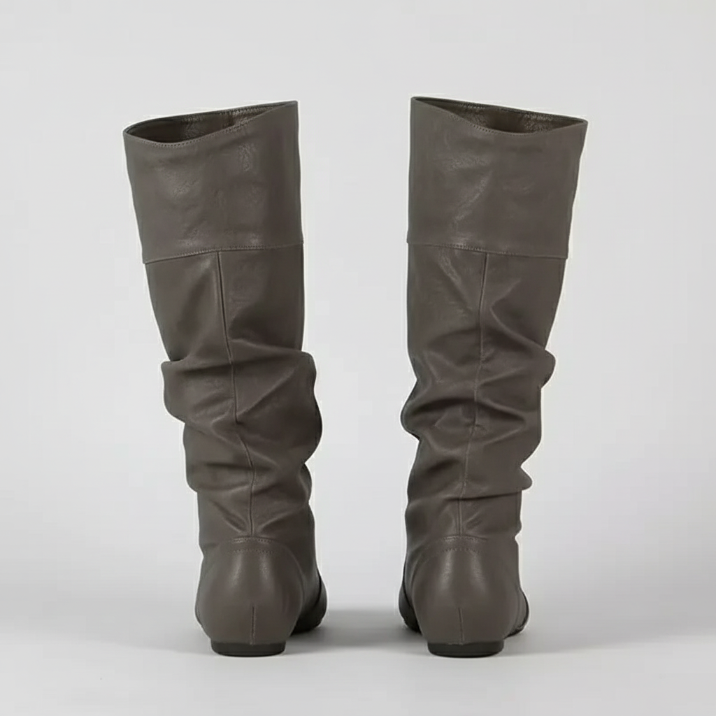 Botte haute gris Simili Cuir Femme - Silhouette ample et design minimaliste 5